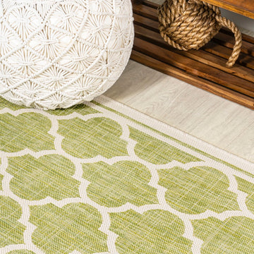 Trebol Moroccan Trellis Textured Weave Indoor/outdoor Runner Rug